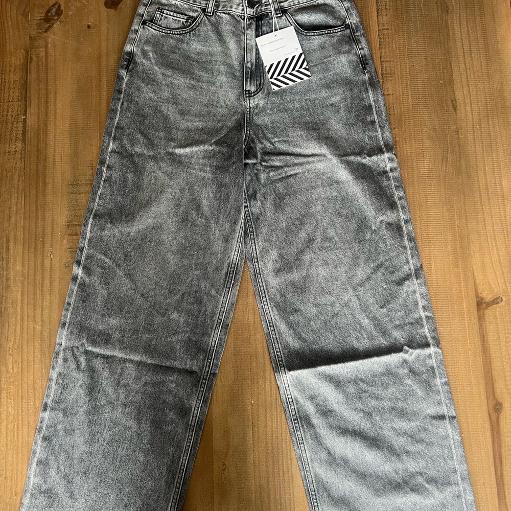 Free People Gray Straight Jeans Vintage Style
